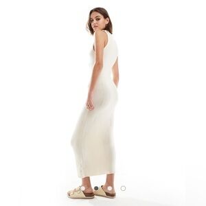 Mango White Sleeveless knitted midi Dress new size M